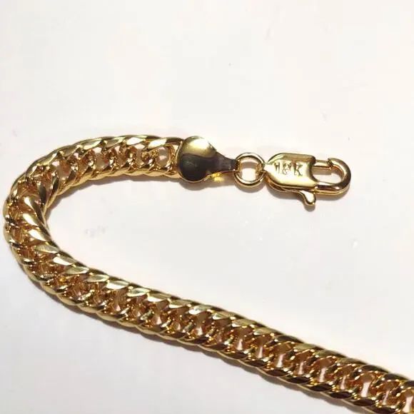 18k Gold Plated Bracelet Double Chain Christmas Birthday Anniversary Gift New!!
